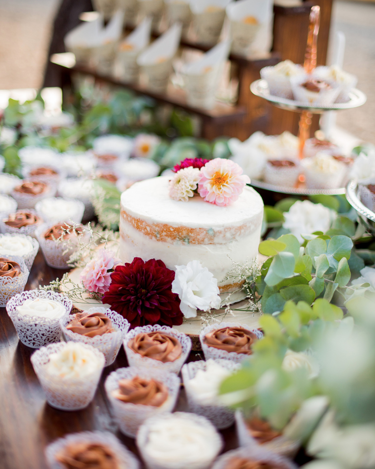 cupcakes and small wedding cake