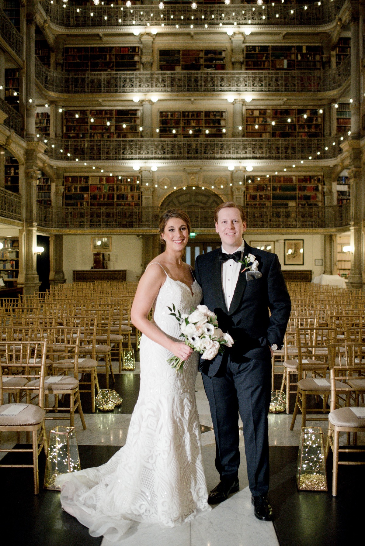 wedding ceremony at the Peabody Library