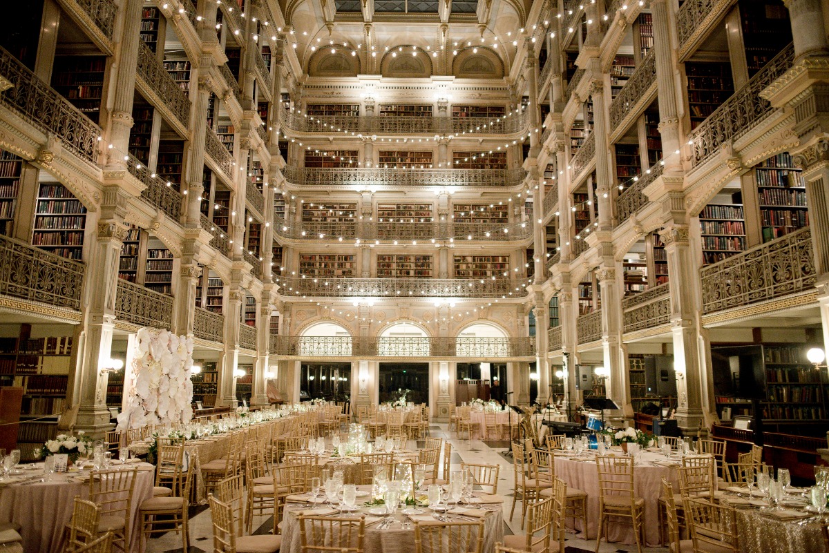 formal dinner reception at Peabody Library