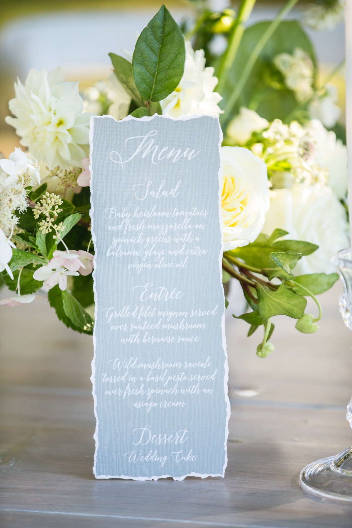 grey wedding menu