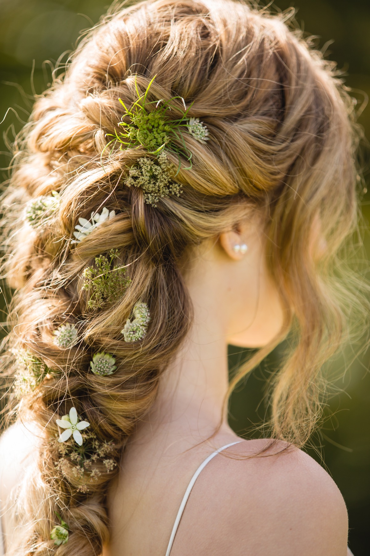 flower accented wedding hair