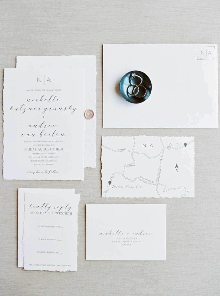 simple calligraphy wedding invitation suite