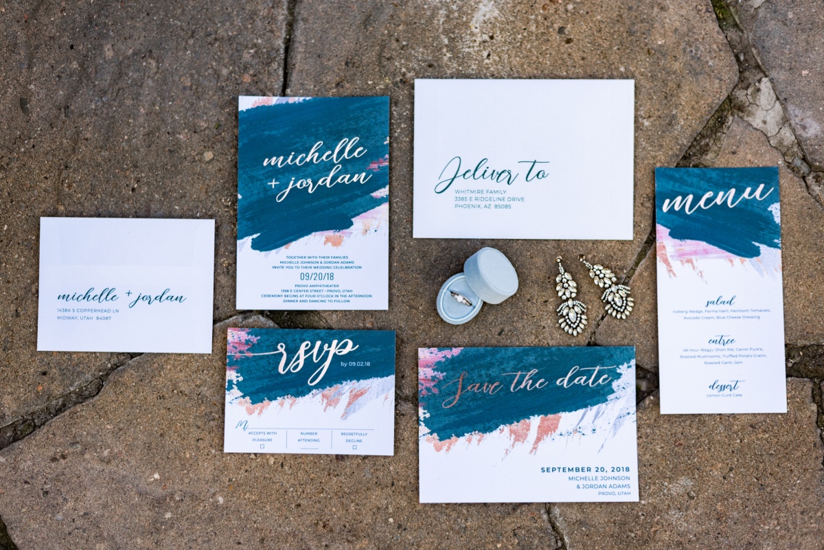 foil printed wedding invitation suite