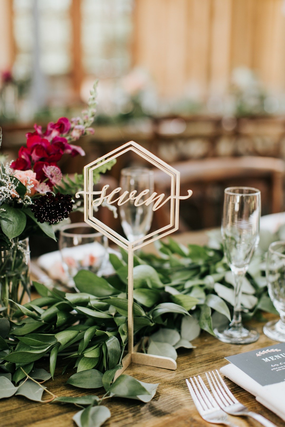 Wedding table number in gold
