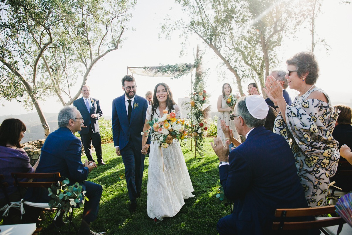 Just married outdoor wedding