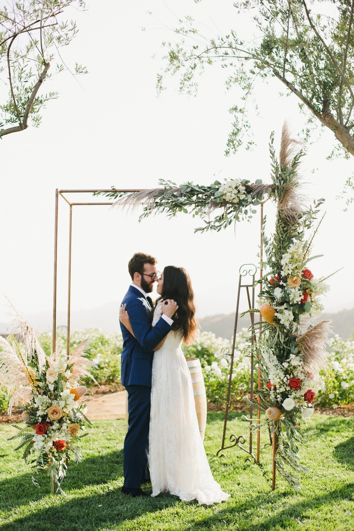 Family-style outdoor wedding in California