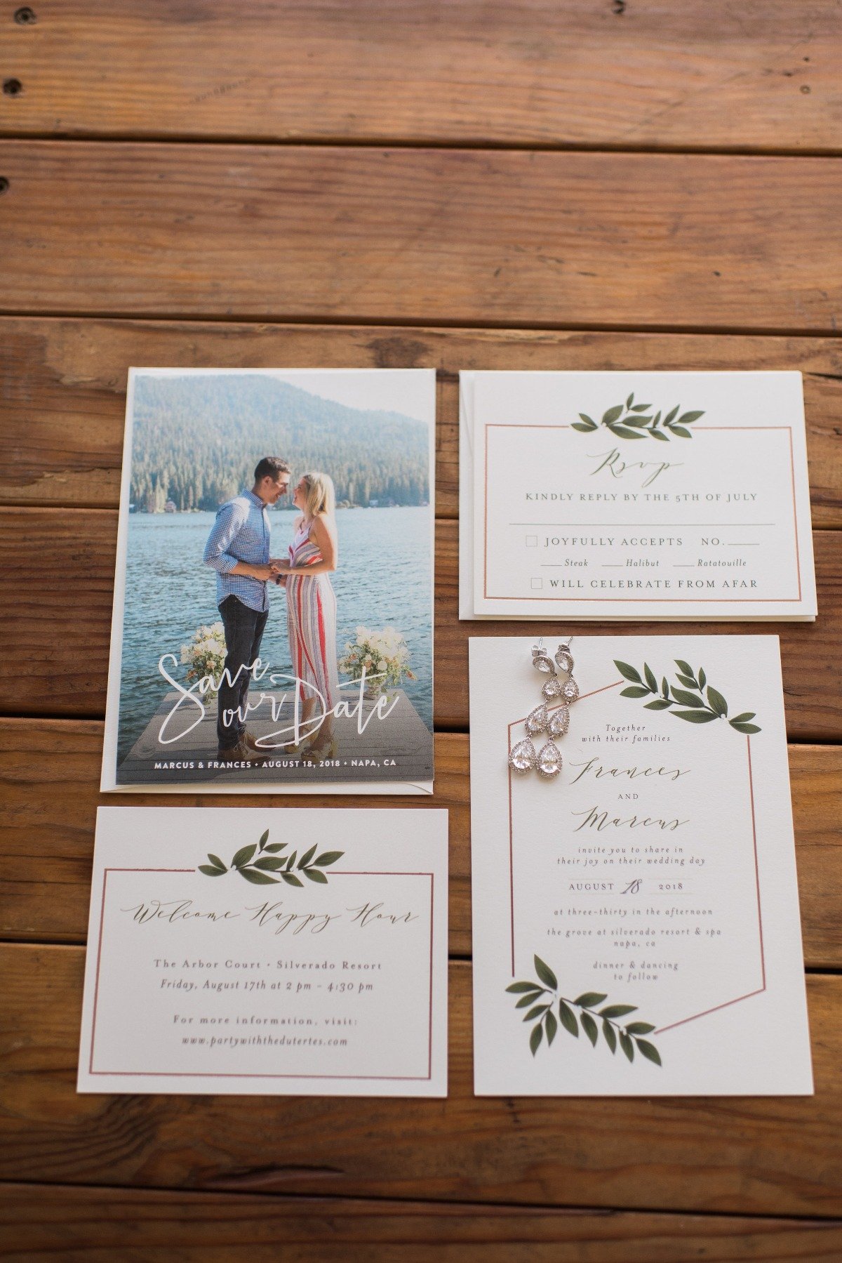 modern greenery wedding invitation suite