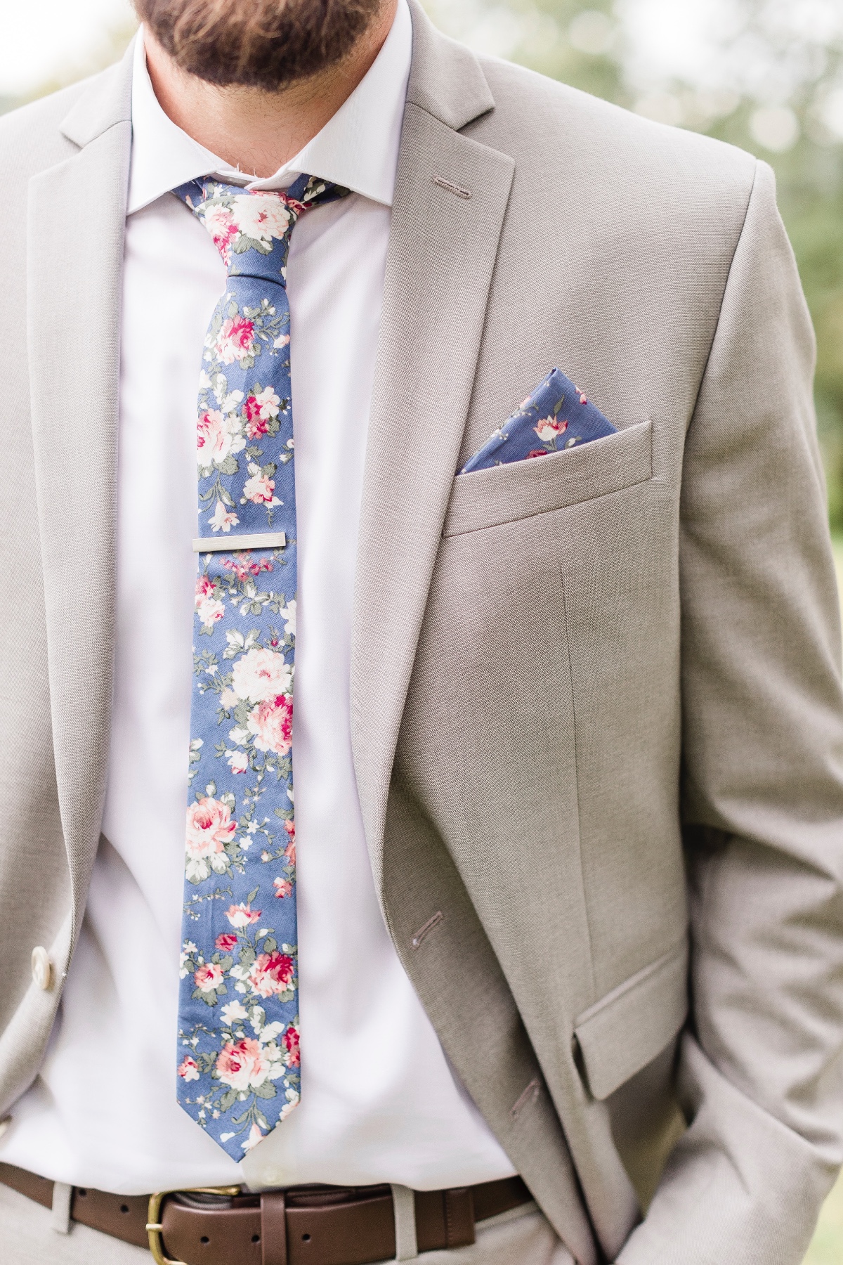 floral tie and pocket square