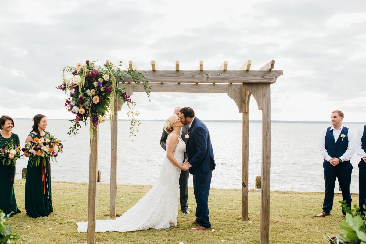 Rustic waterfront ceremony