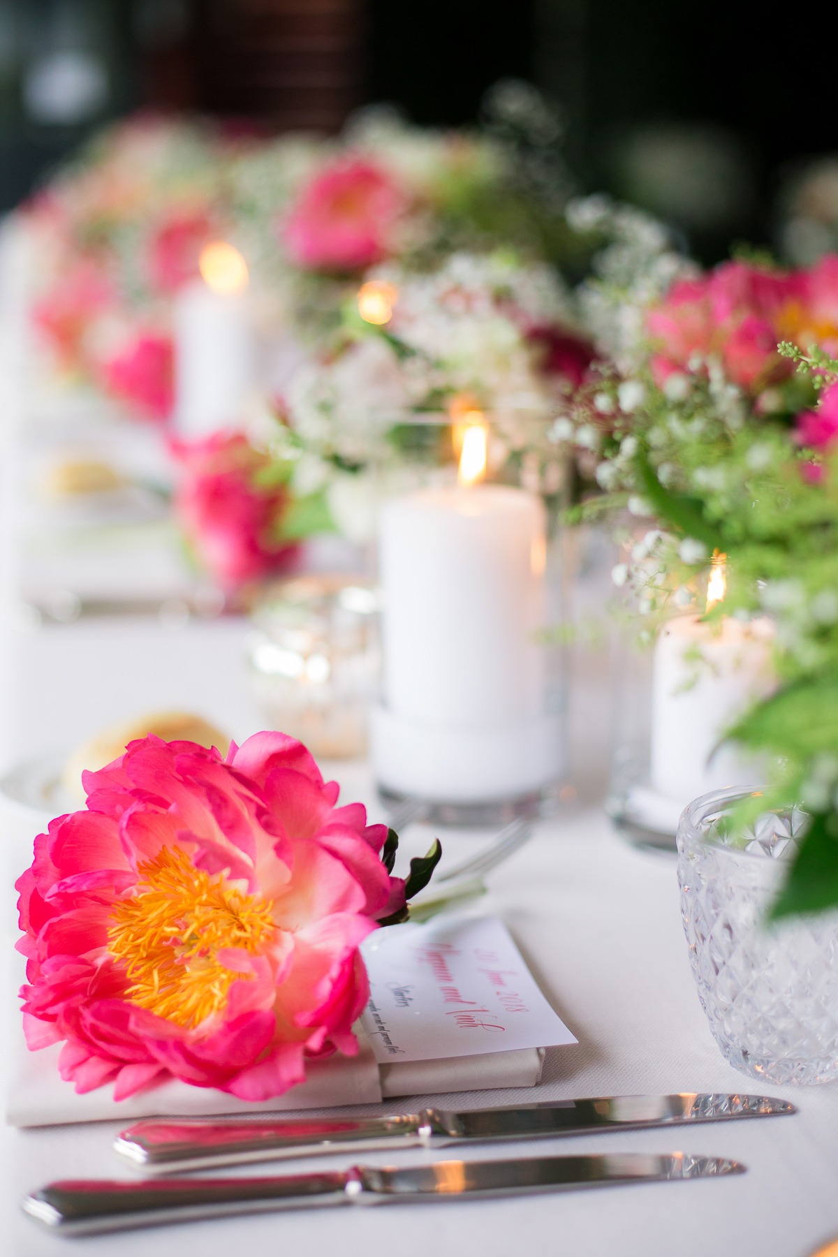 Pink floral reception design