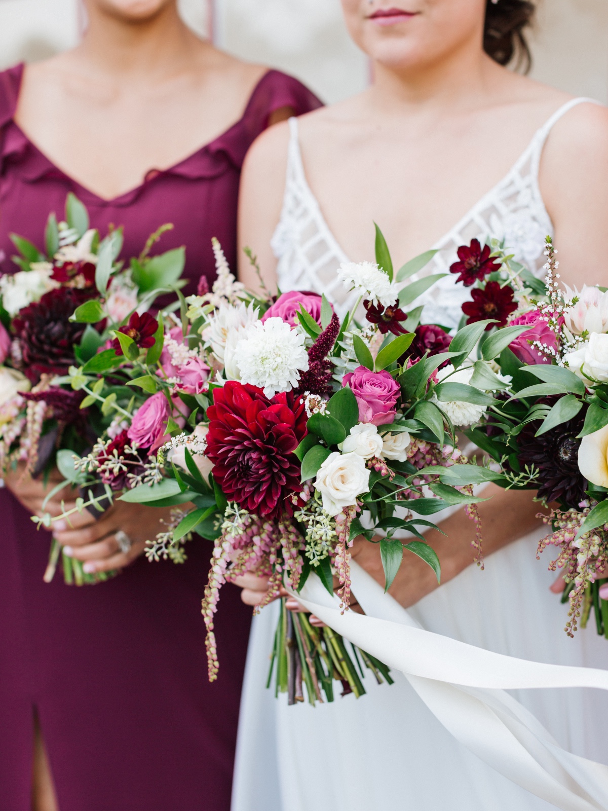 Red and pink wedding bouquet