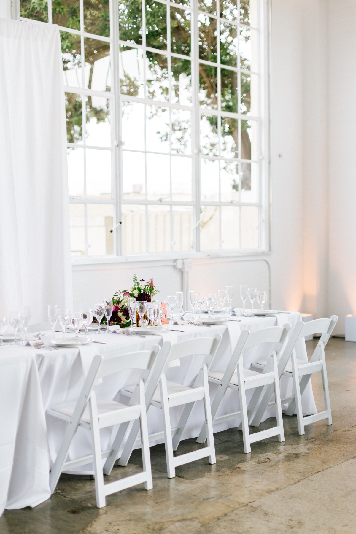 white reception table