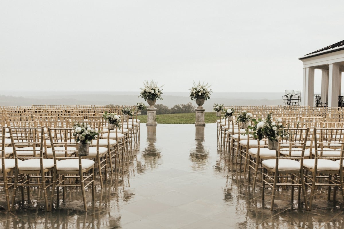 rain soaked wedding ceremony