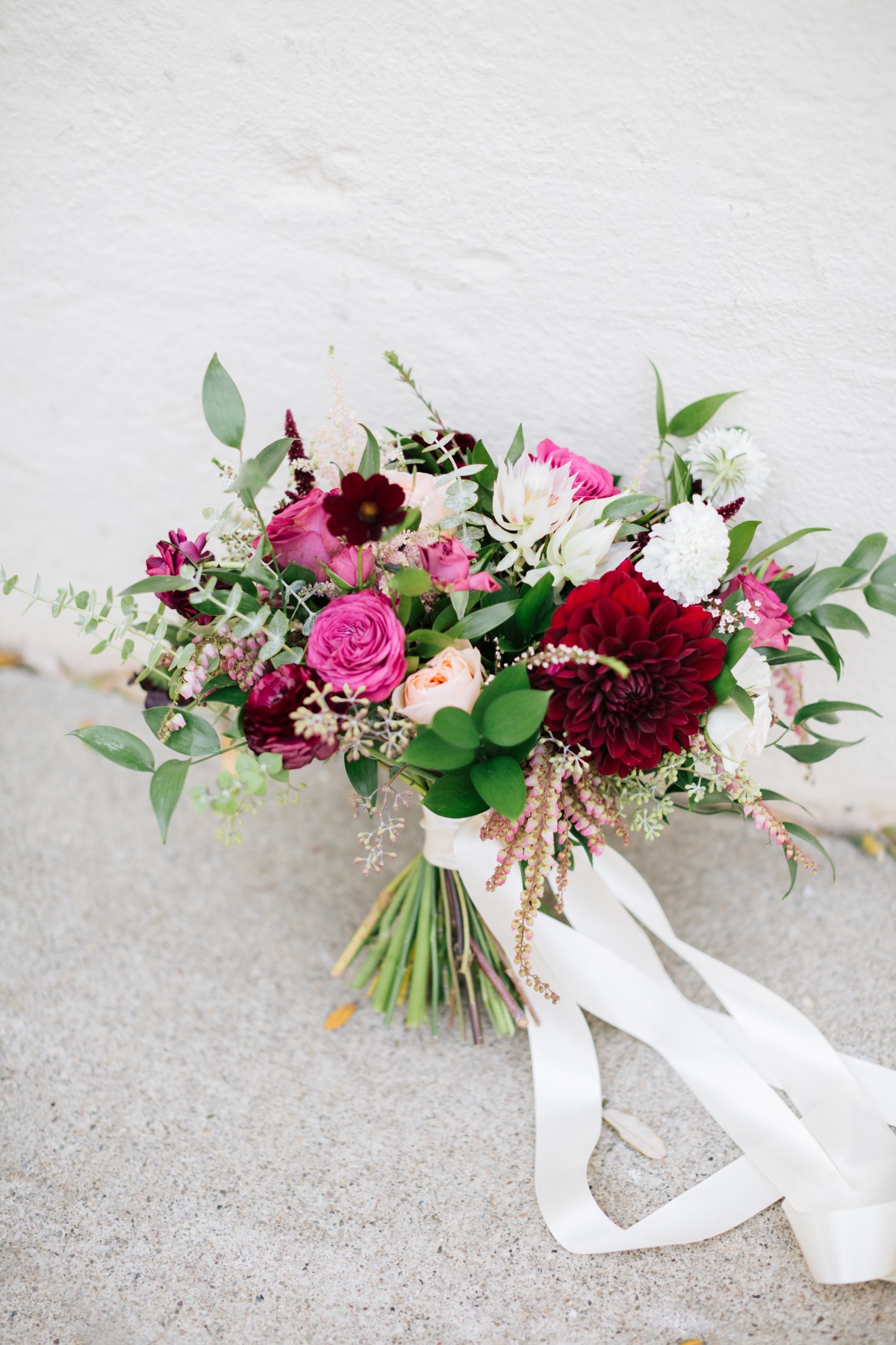Pink and red wedding bouquet