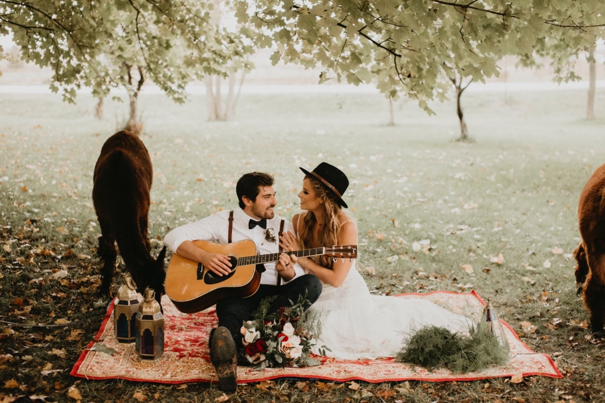 Fall boho wedding ideas on an Alpaca farm