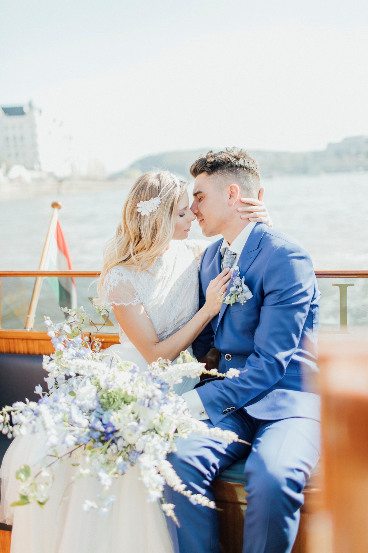 Romantic blue and white Budapest wedding ideas