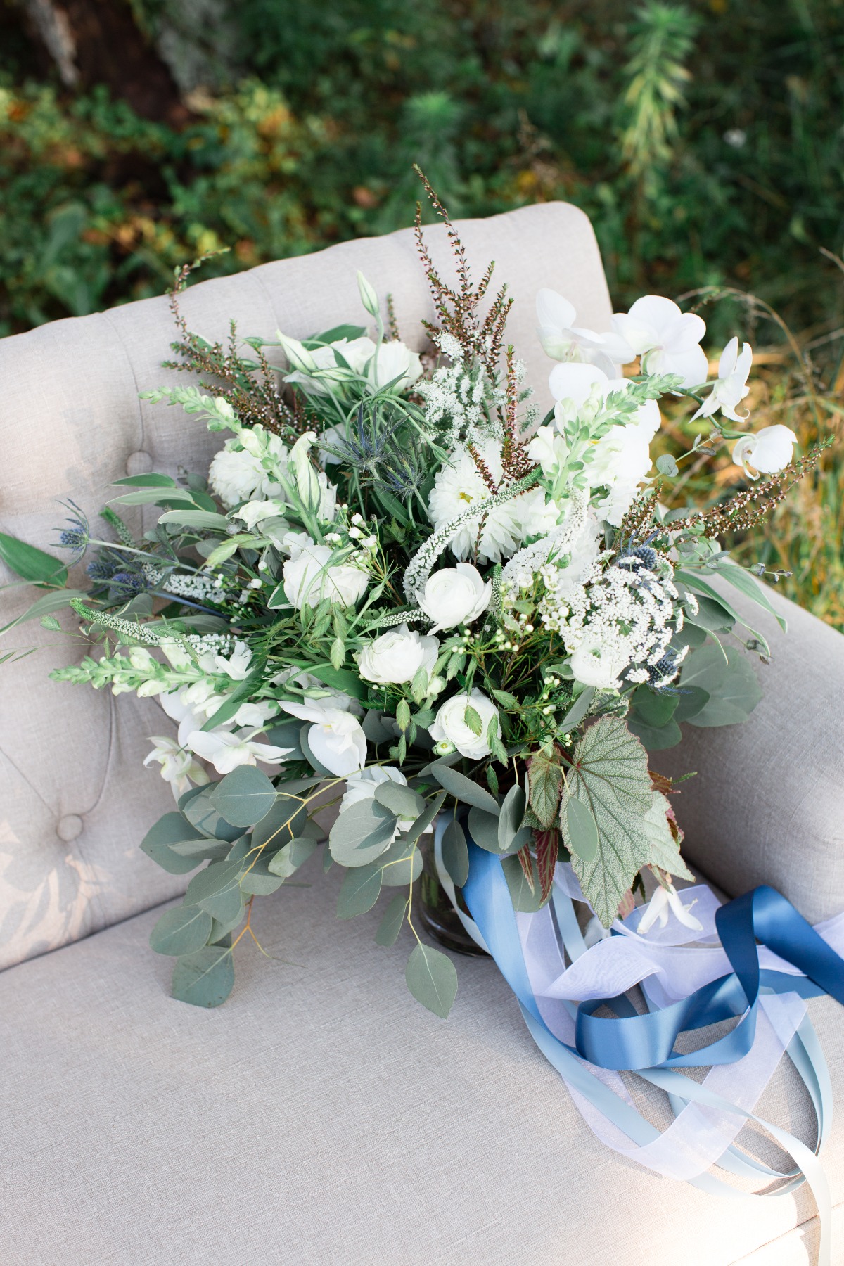 Wedding bouquet with ribbons