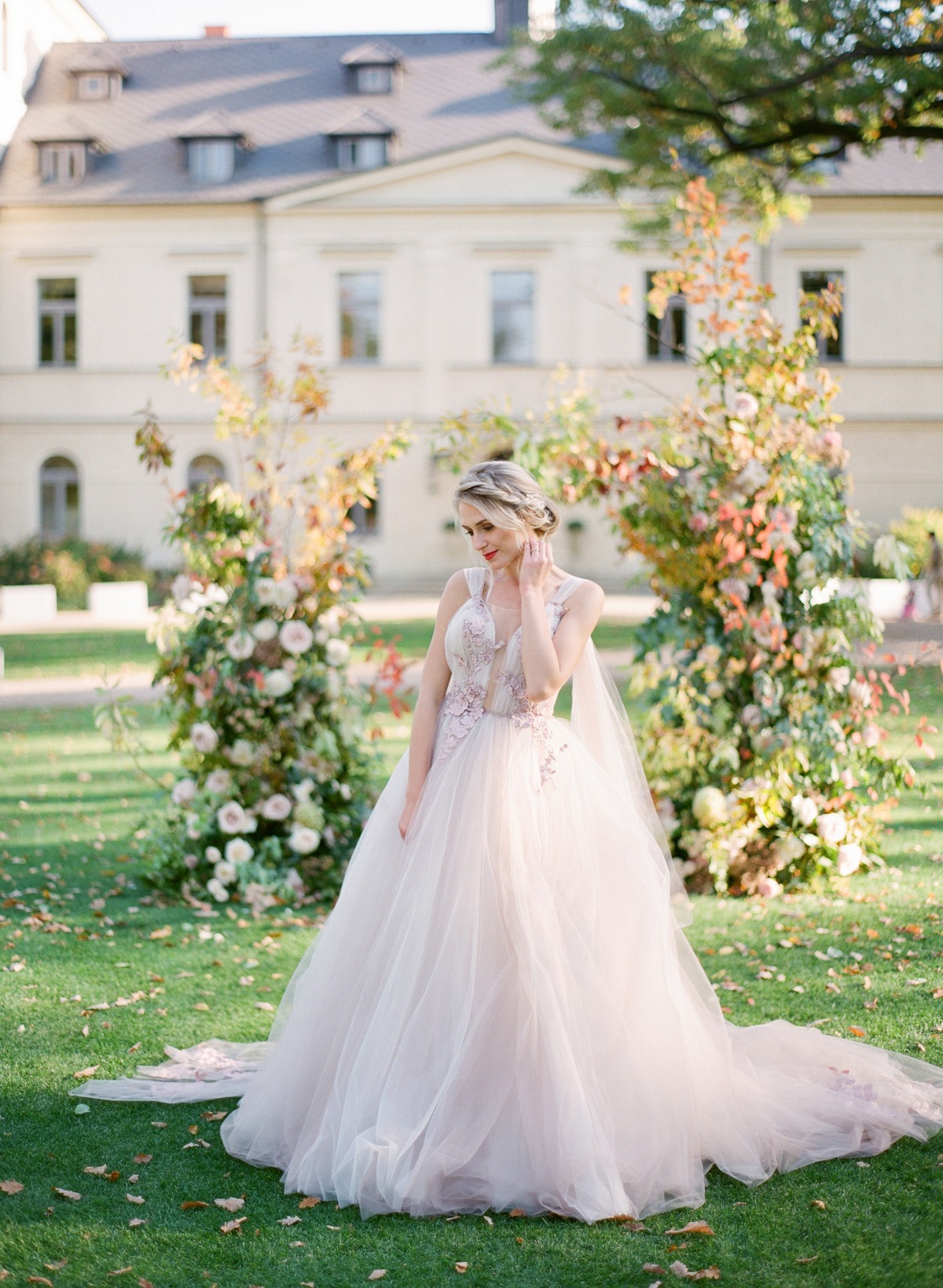 Blush tulle wedding dress by White Day