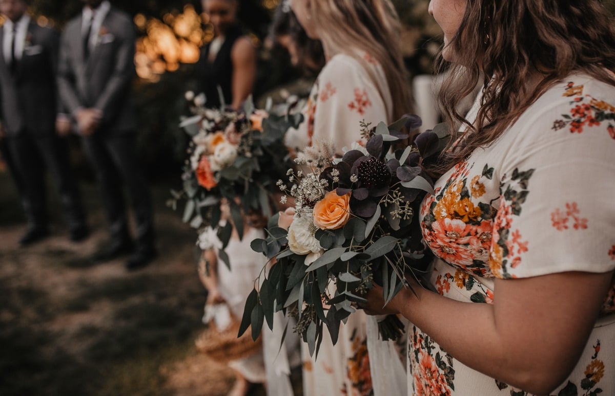 bridesmaids in floral print