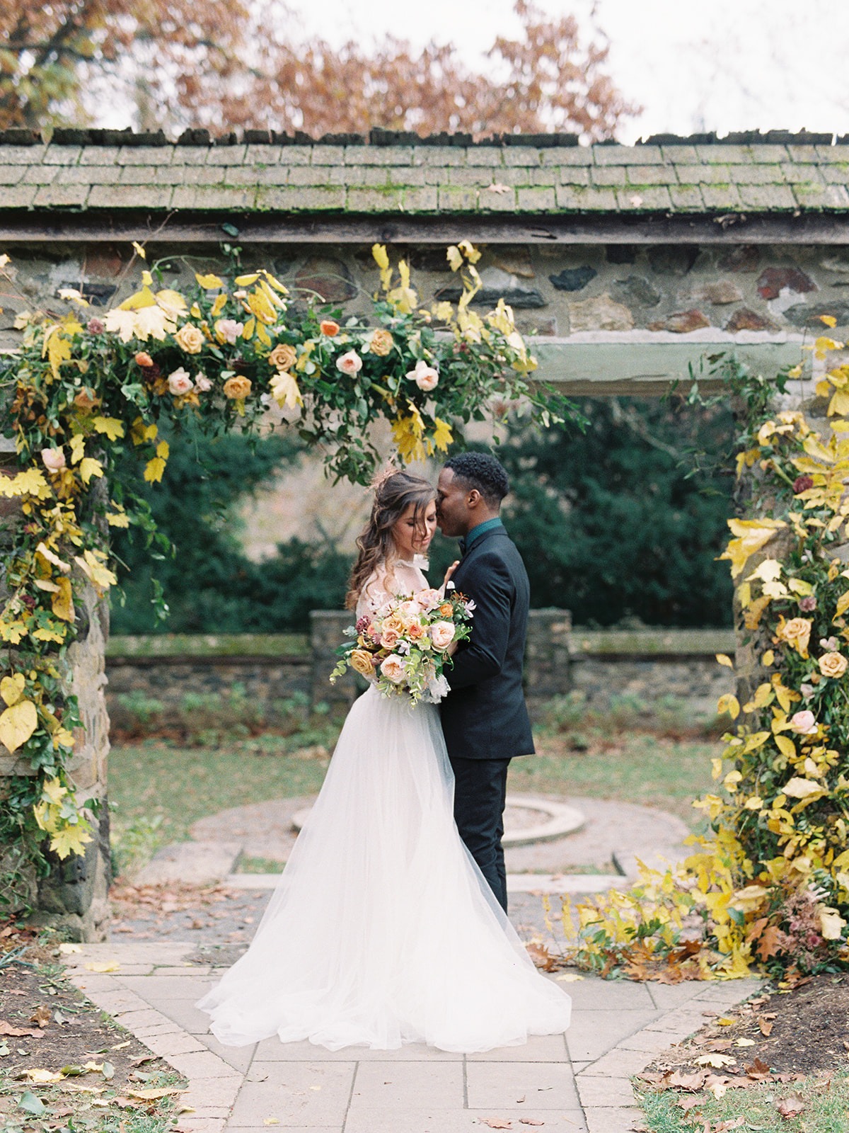 Fall floral wedding ceremony