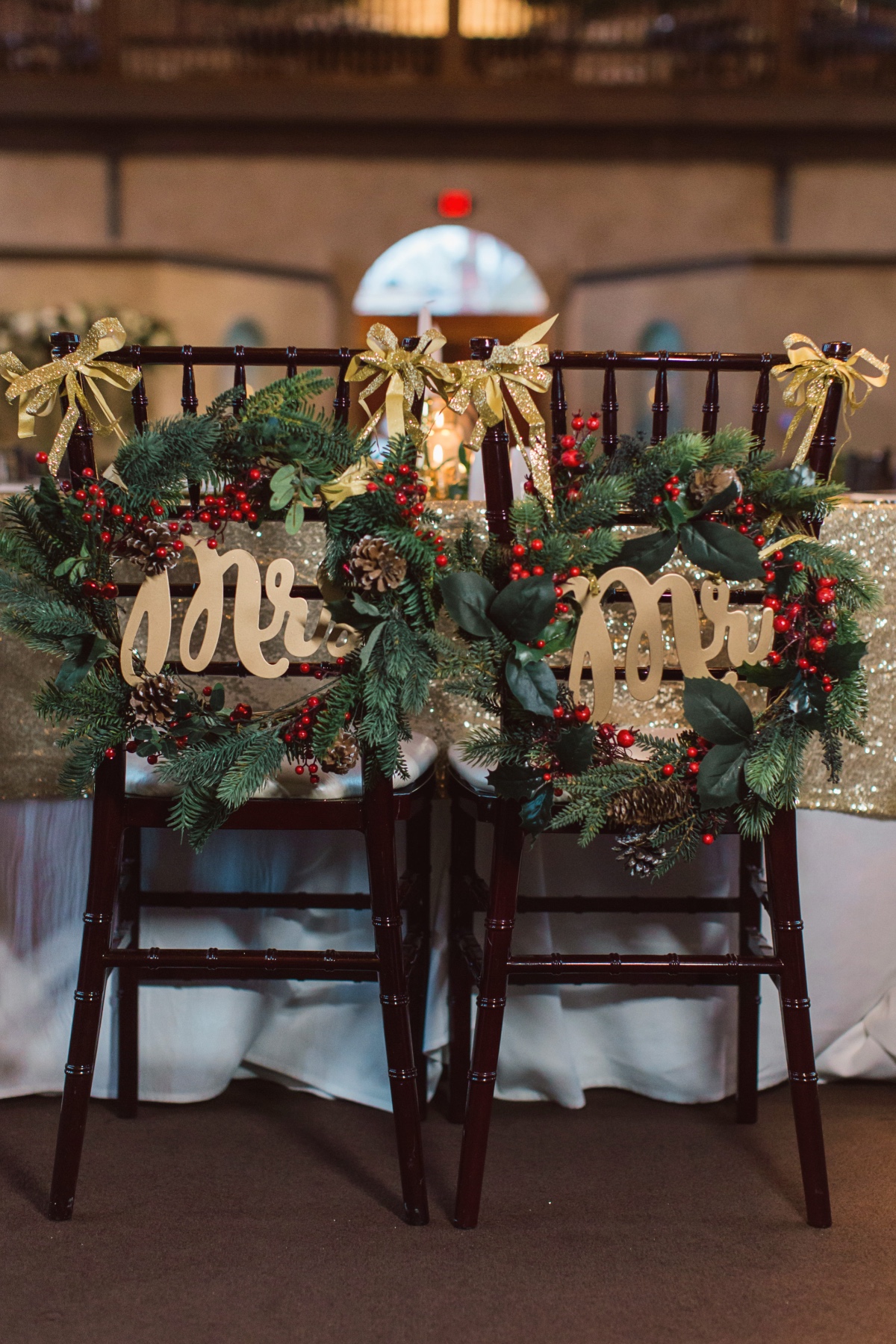 Mr. and Mrs. chair wreaths