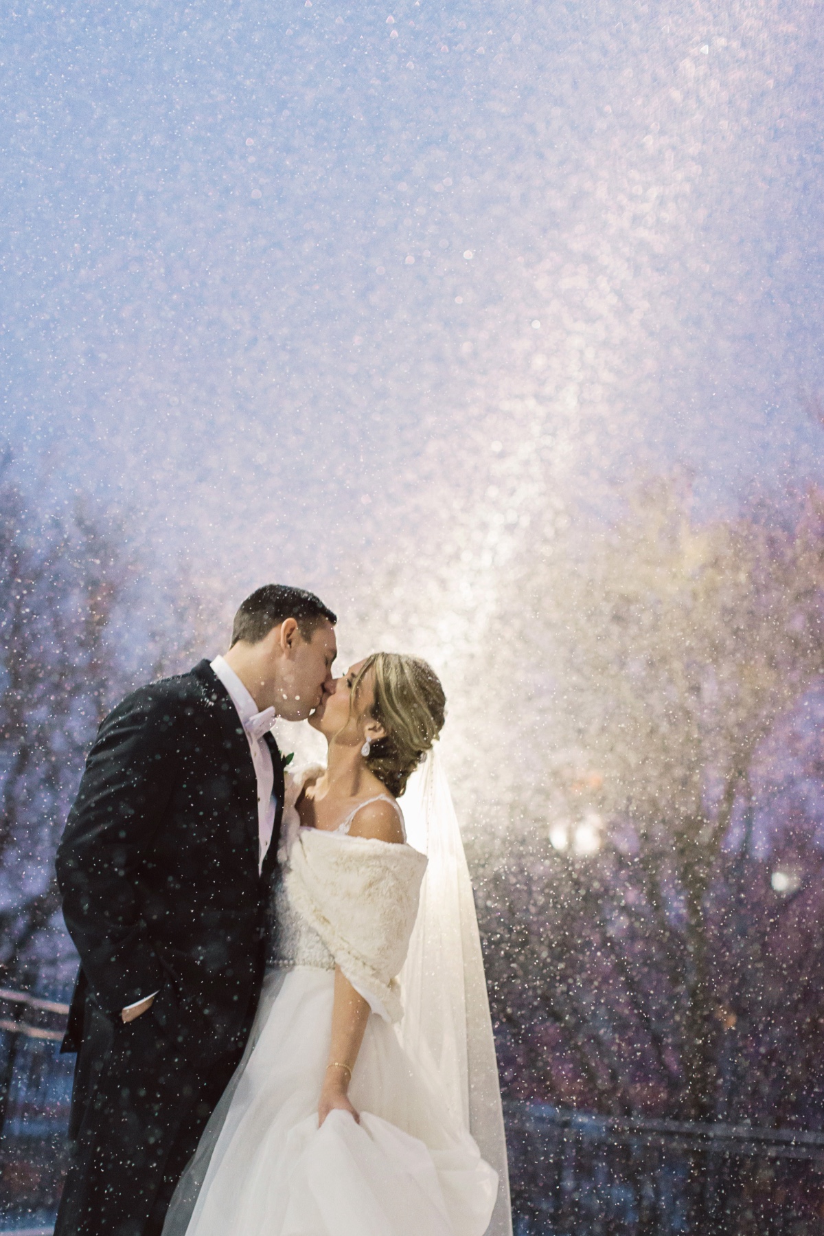 Snowy wedding shot