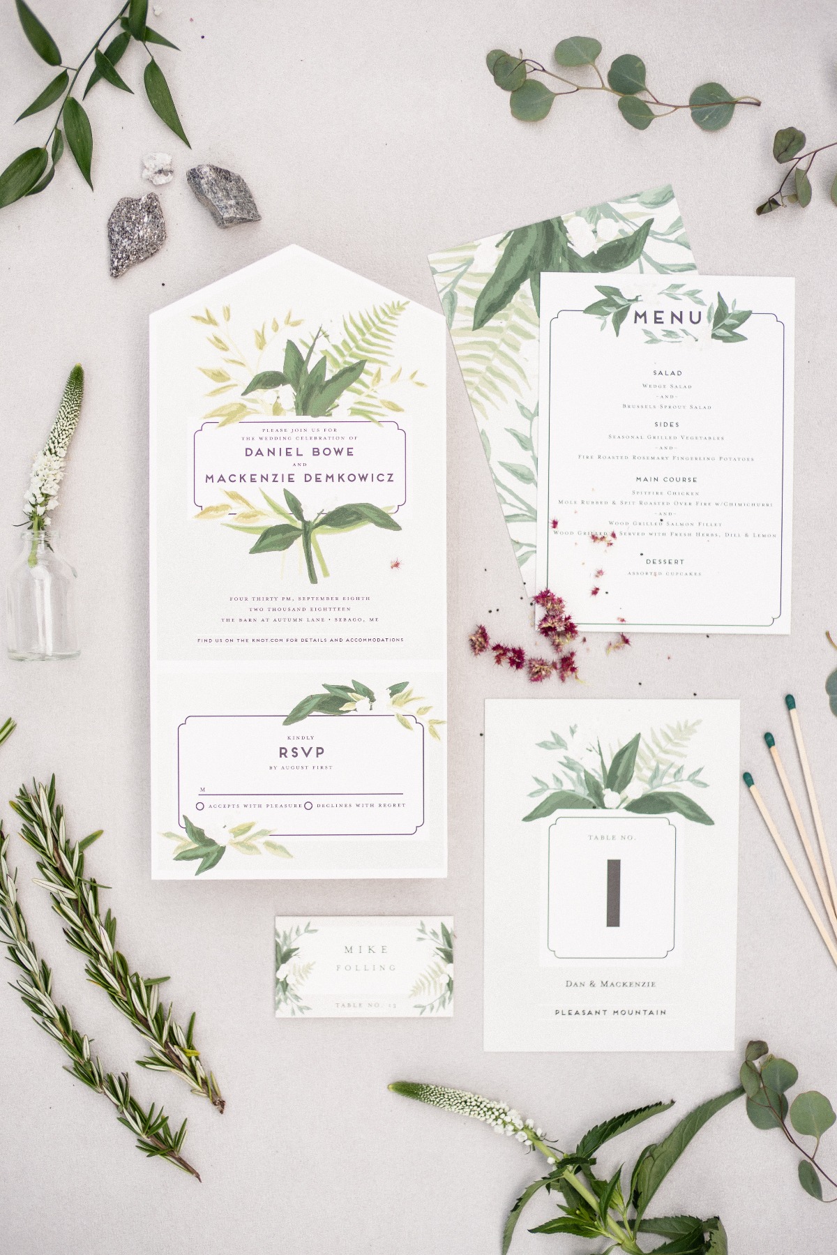 Greenery wedding invitation suite