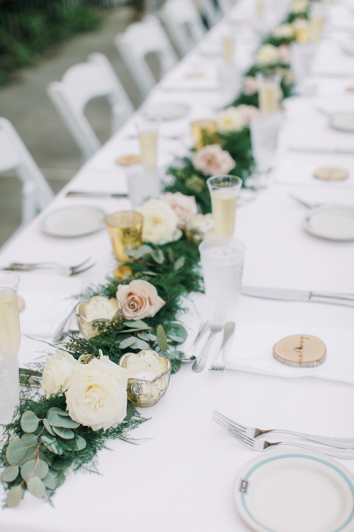 Greenery and rose centerpiece