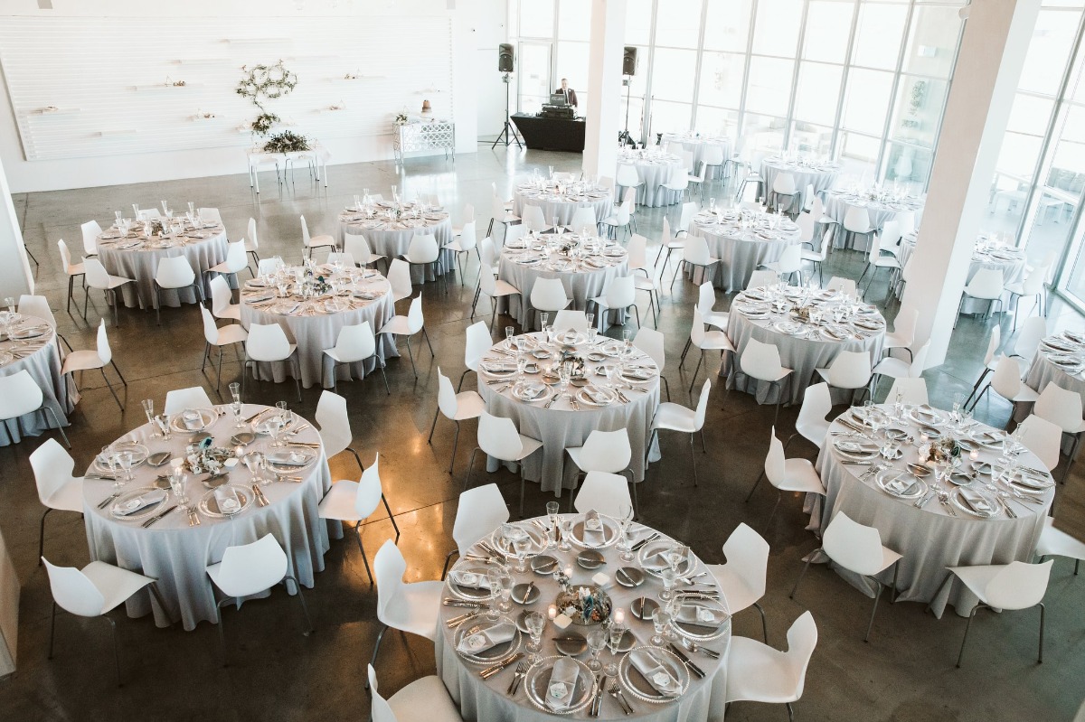 White wedding reception decor