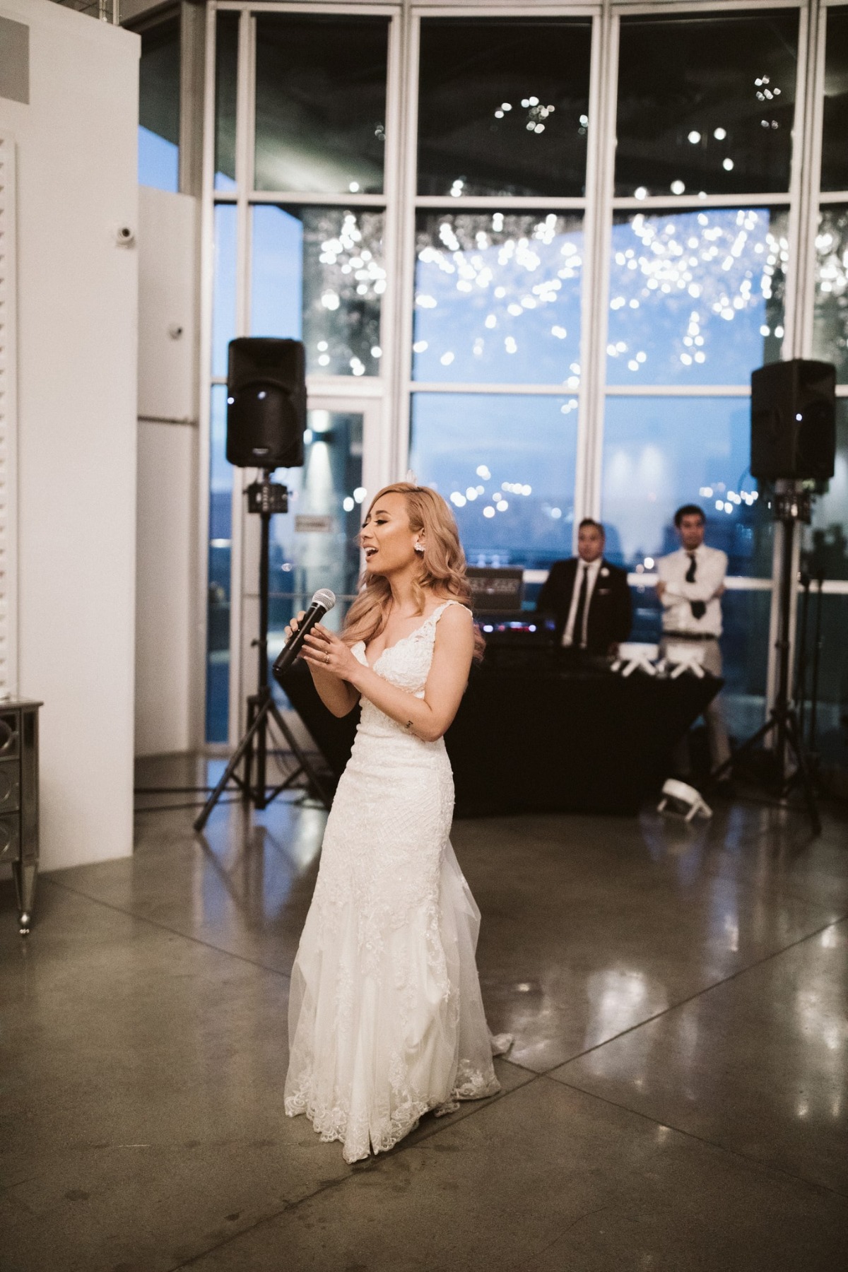 Bride singing to groom