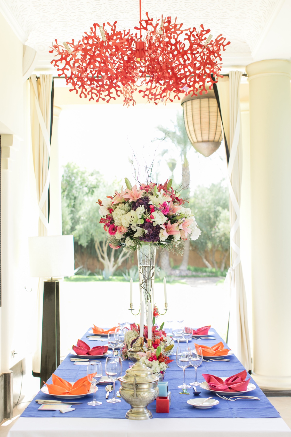 bright and colorful wedding table decor