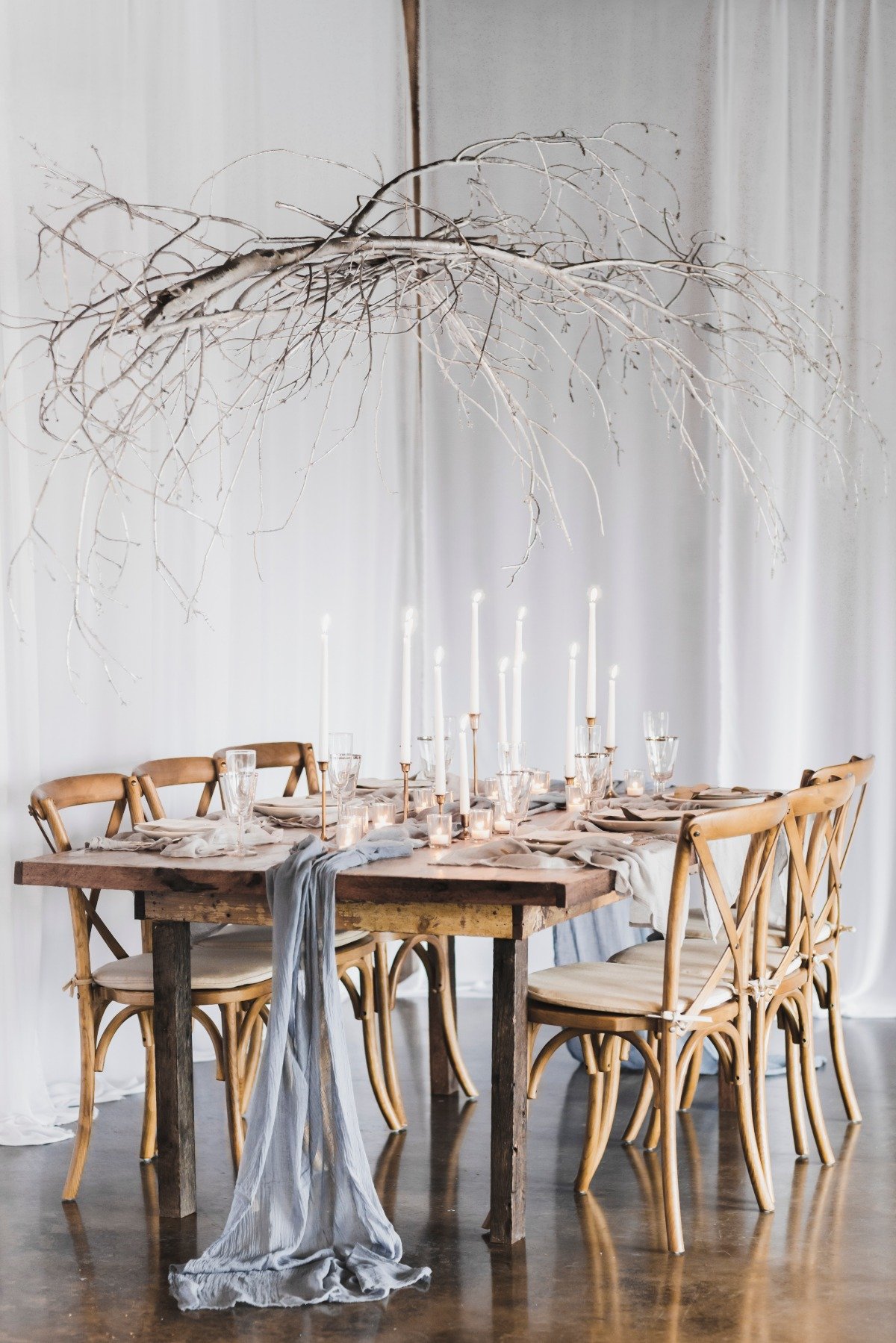 Rustic candle lit table decor