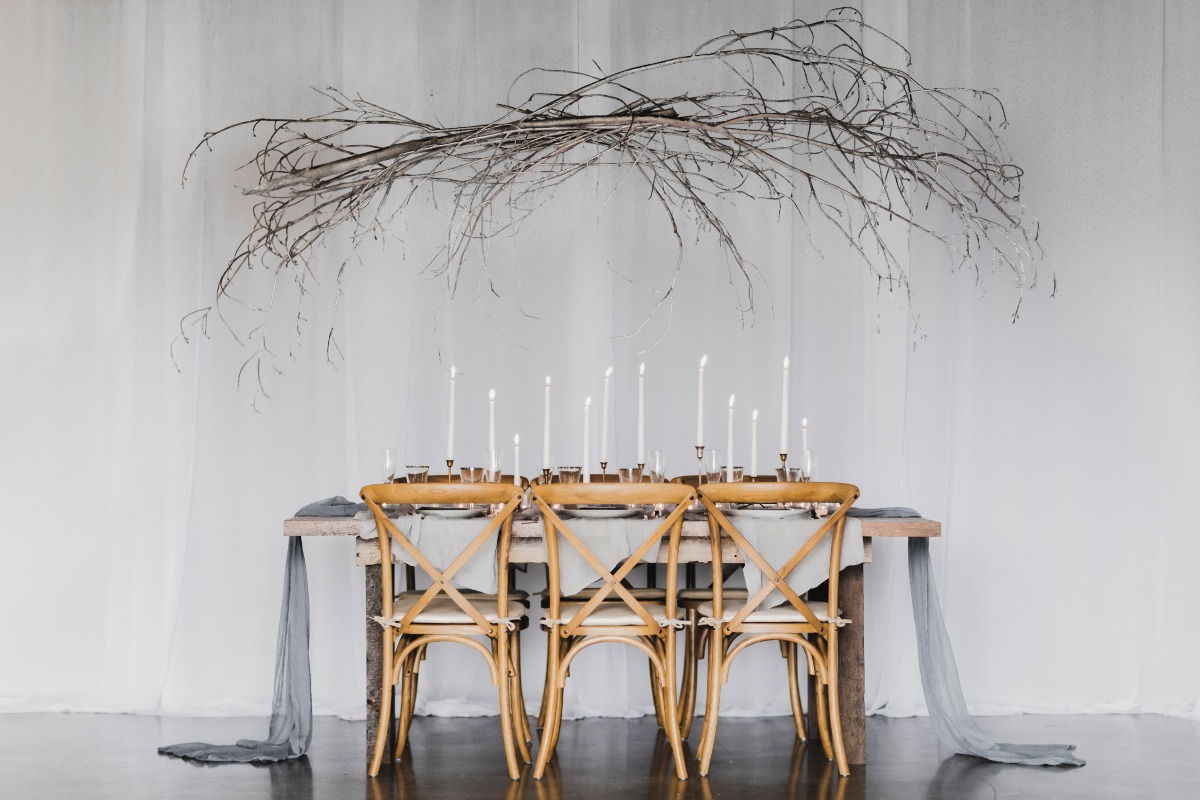Rustic candle lit table