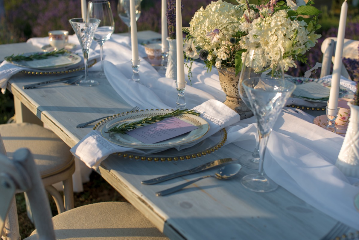 French lavender reception table