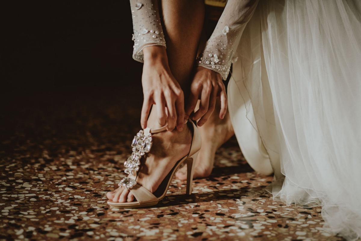 Crystal embellished wedding heels