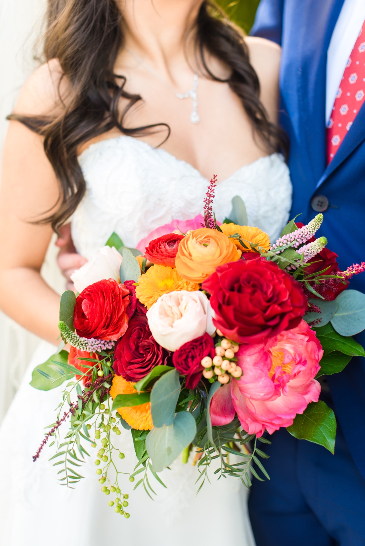Red and yellow wedding bouquet