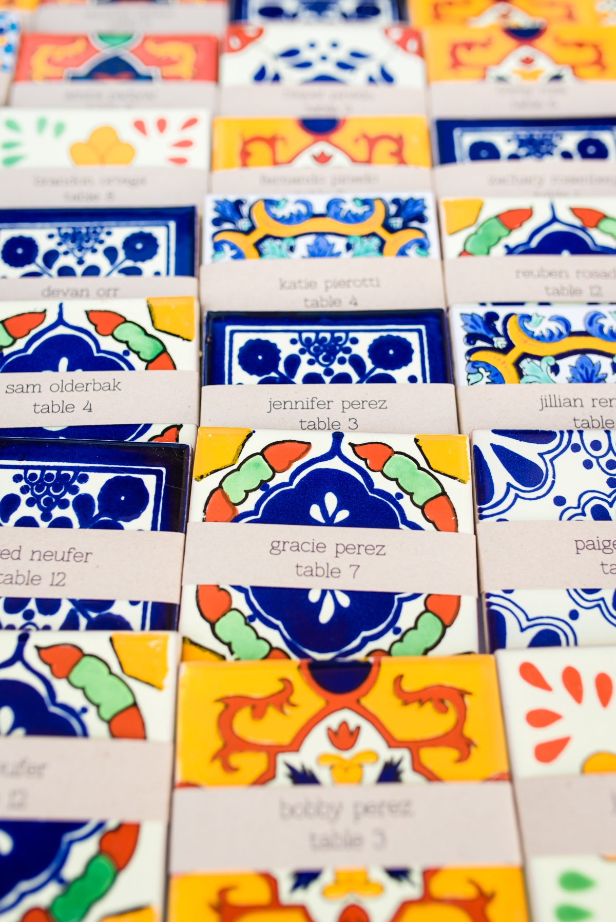 Spanish tile place cards