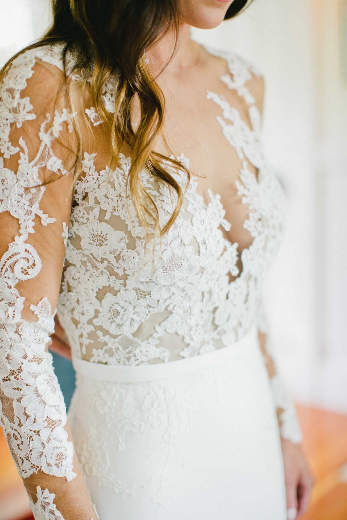 Long sleeve lace wedding gown
