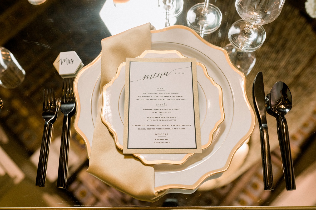 Bride and groom place setting