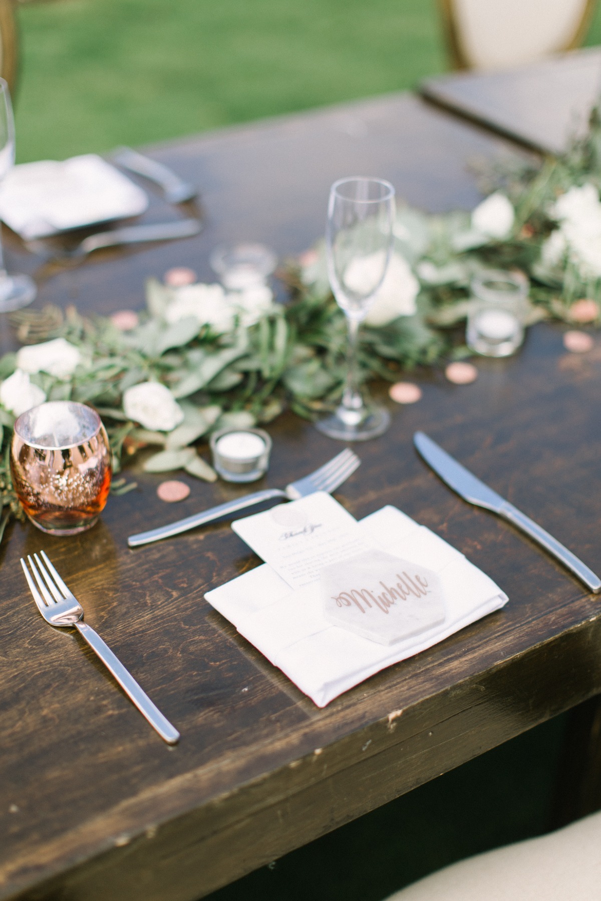 simple white wedding place setting