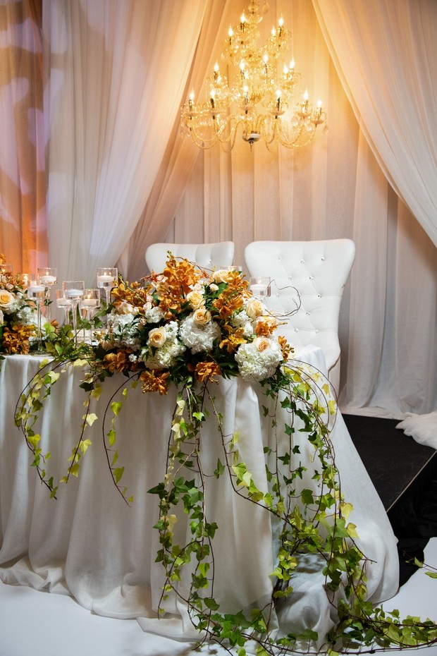 floral arrangements for sweetheart table