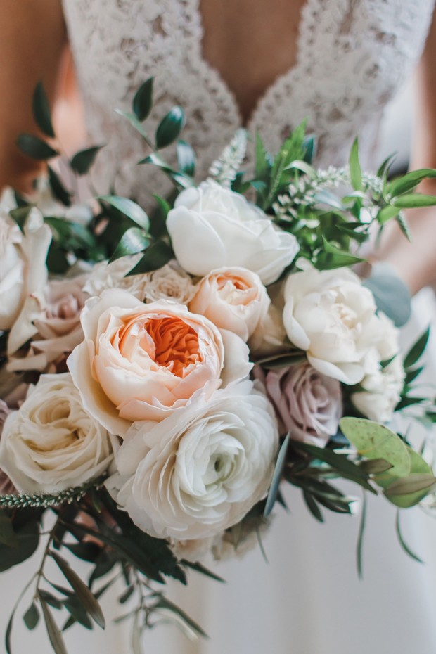 white and blush wedding flowers