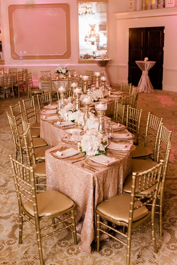 gold and blush reception