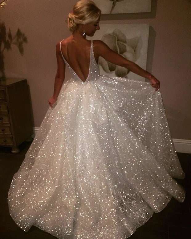 BMbridal Sparkly Sequined Off-the-Shoulder Wedding Dress Ball Gown  Sweetheart Appliques Bridal Gowns Online | BmBridal