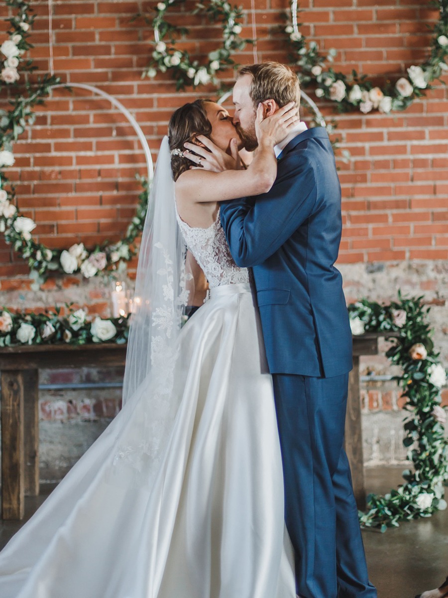 A Pink And White Boho Industrial Wedding