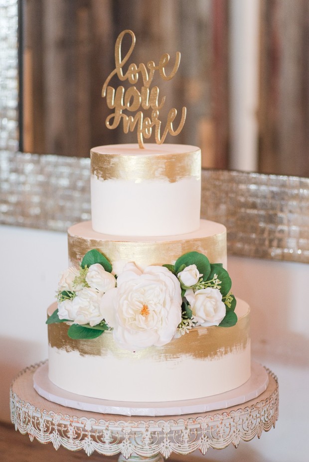 gold brushed wedding cake