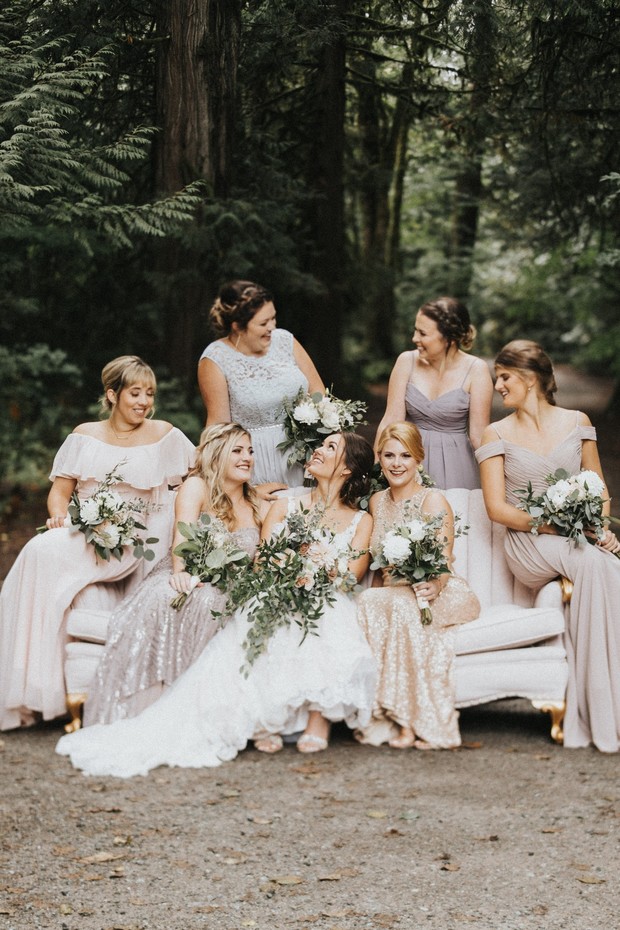 wedding party in mismatched dresses