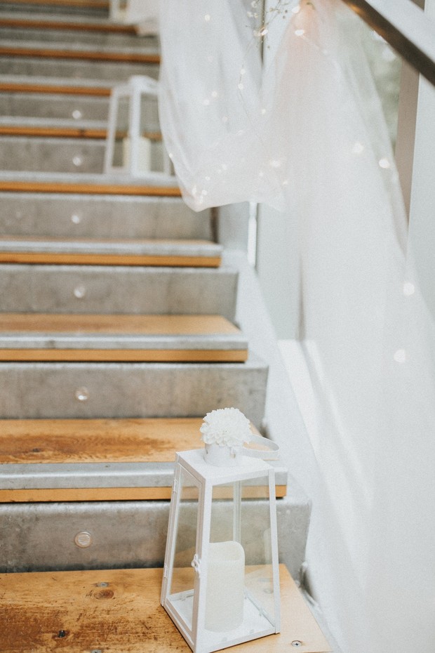 lantern lit wedding staircase
