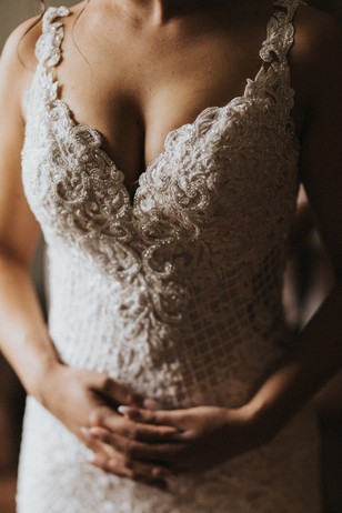 wedding dress by Stella York