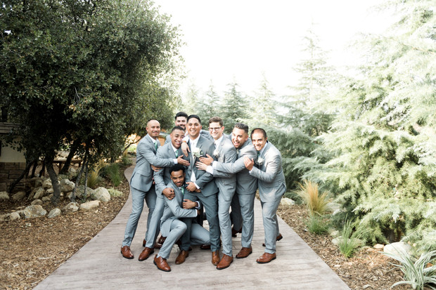 groomsmen huddle